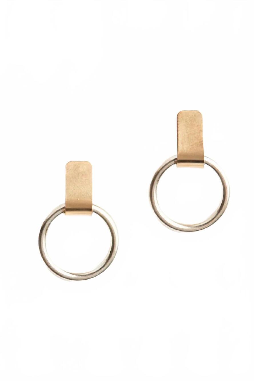 NEW ABLE women's two-tone fonda earrings in 14k gold-filled/sterling silver